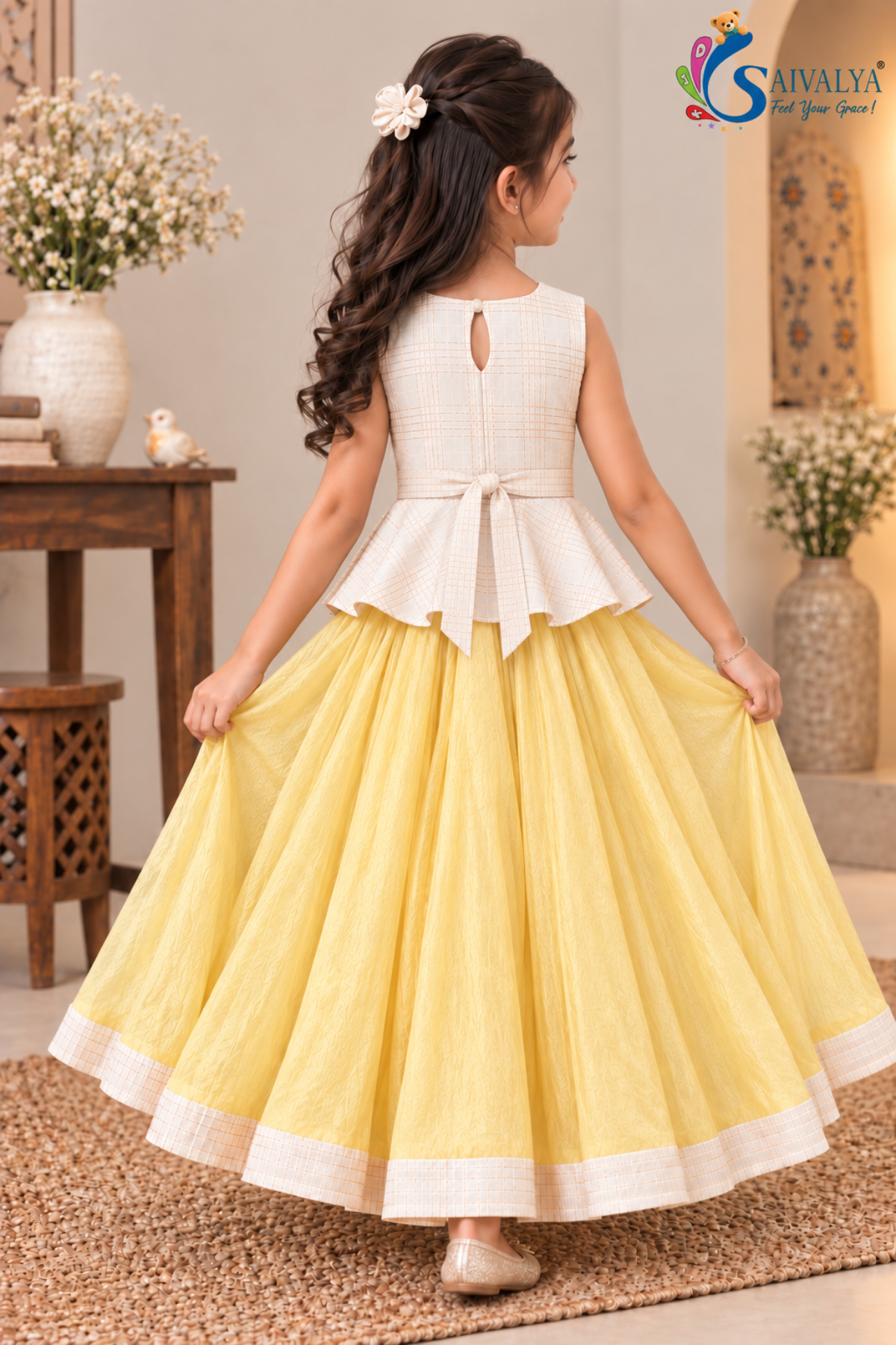 Pitambari Yellow Zari Peplum Chanderi Lehenga Set