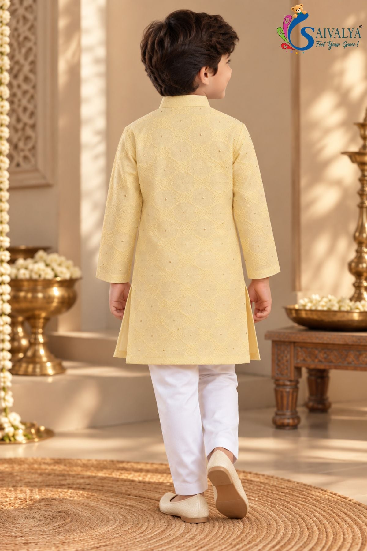 Traditional Festive Kurta Set - Yellow