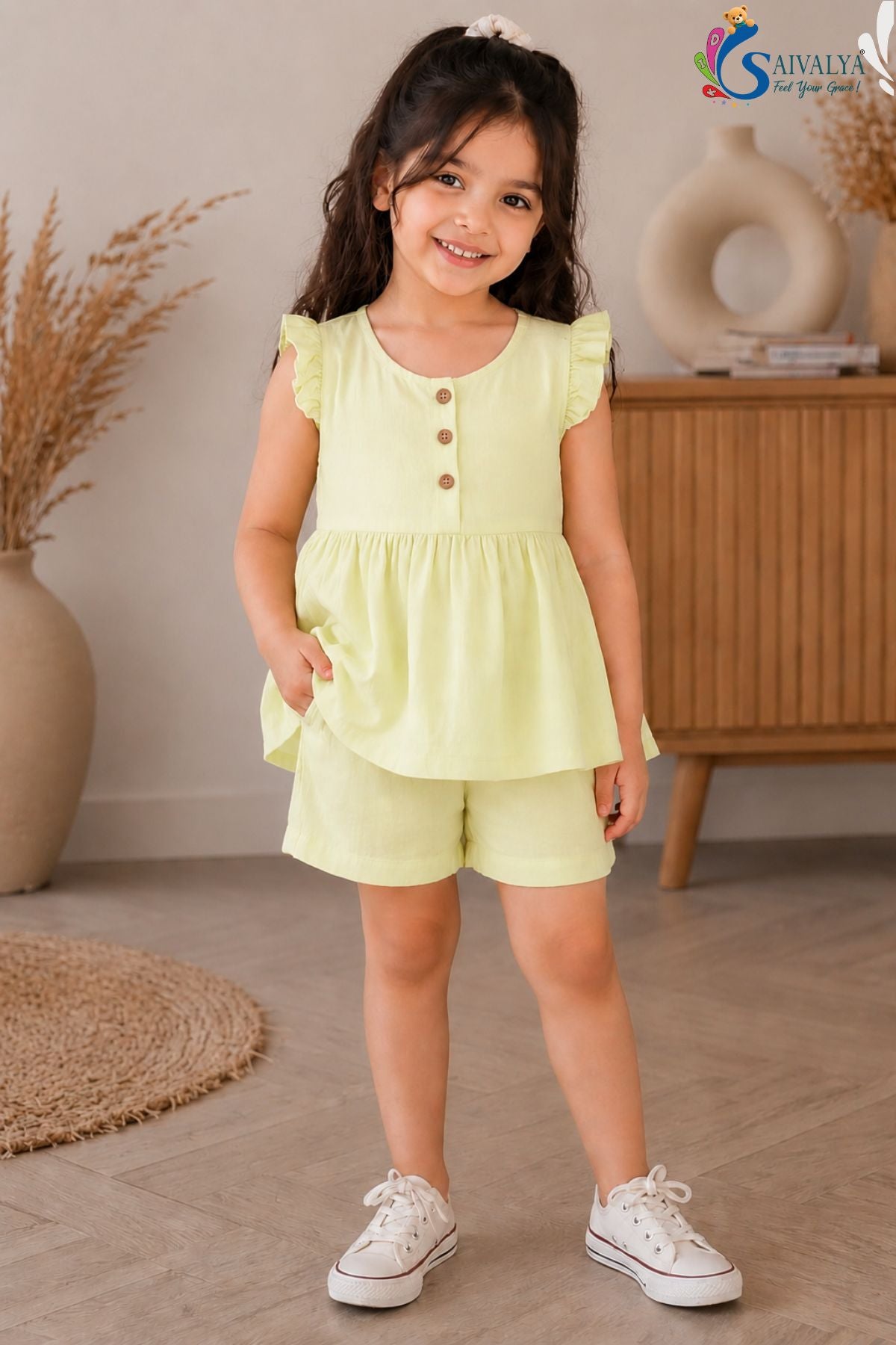 Pista Soft Pure Mul Cotton Co Ord Set for Girls