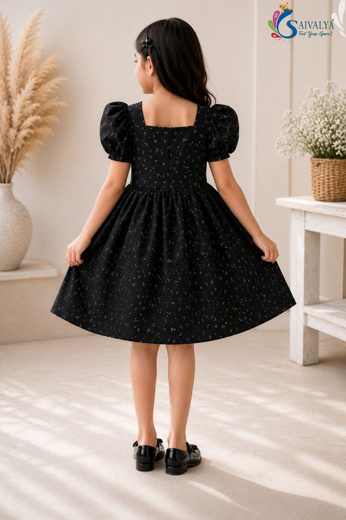 Black Soft Falling Frock For Girls