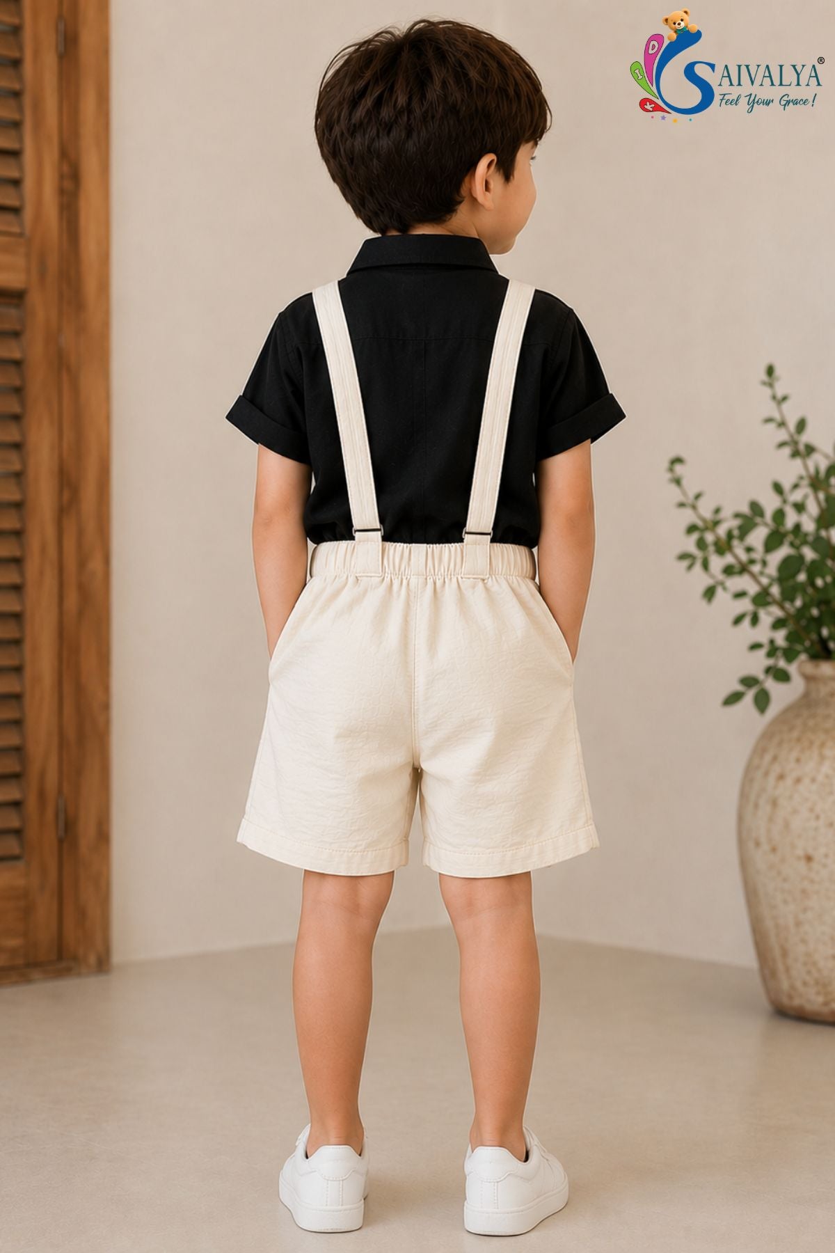 Black Suspenders Cotton Set for Boys
