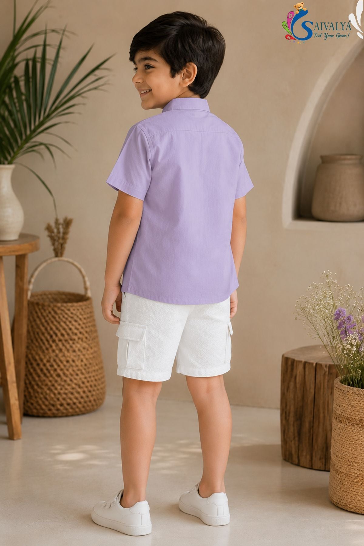 Lavender Pintuck Short Set for Boys