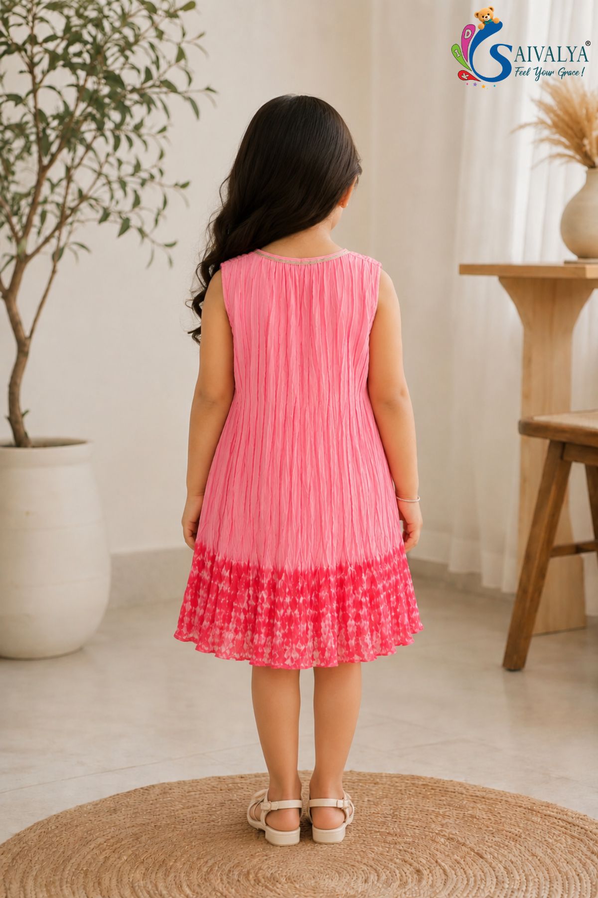 Fresh Pink Tie-Dye Crush with cotton linning for Girls