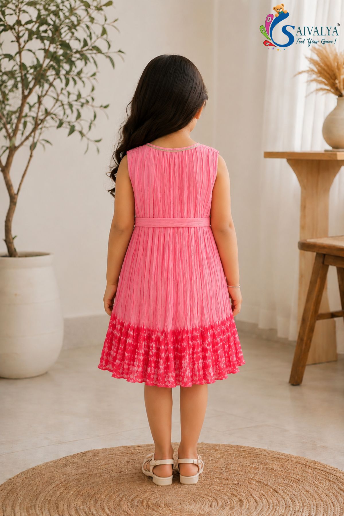 Fresh Pink Tie-Dye Crush with cotton linning for Girls