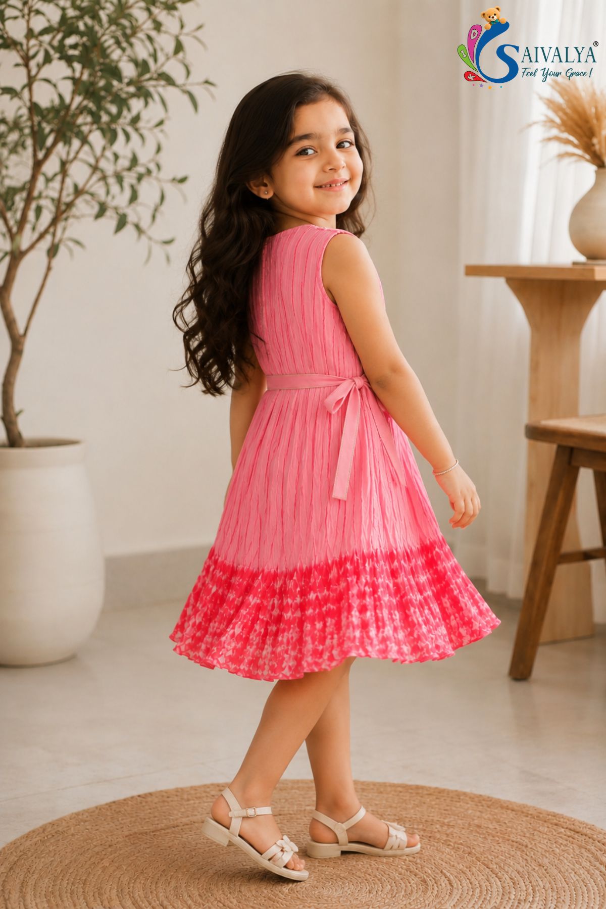 Fresh Pink Tie-Dye Crush with cotton linning for Girls