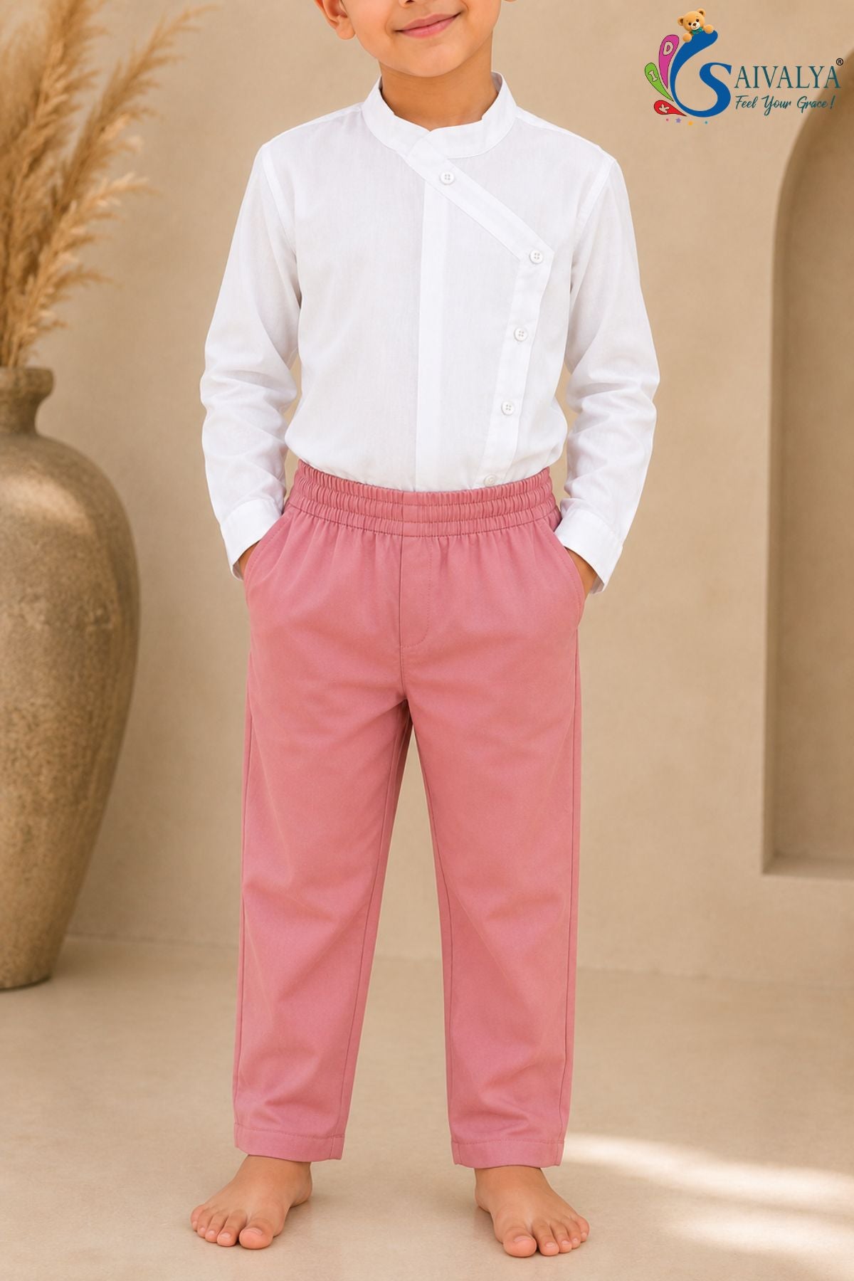 Dusty Pink Waistcoat 3Piece Set for Boys