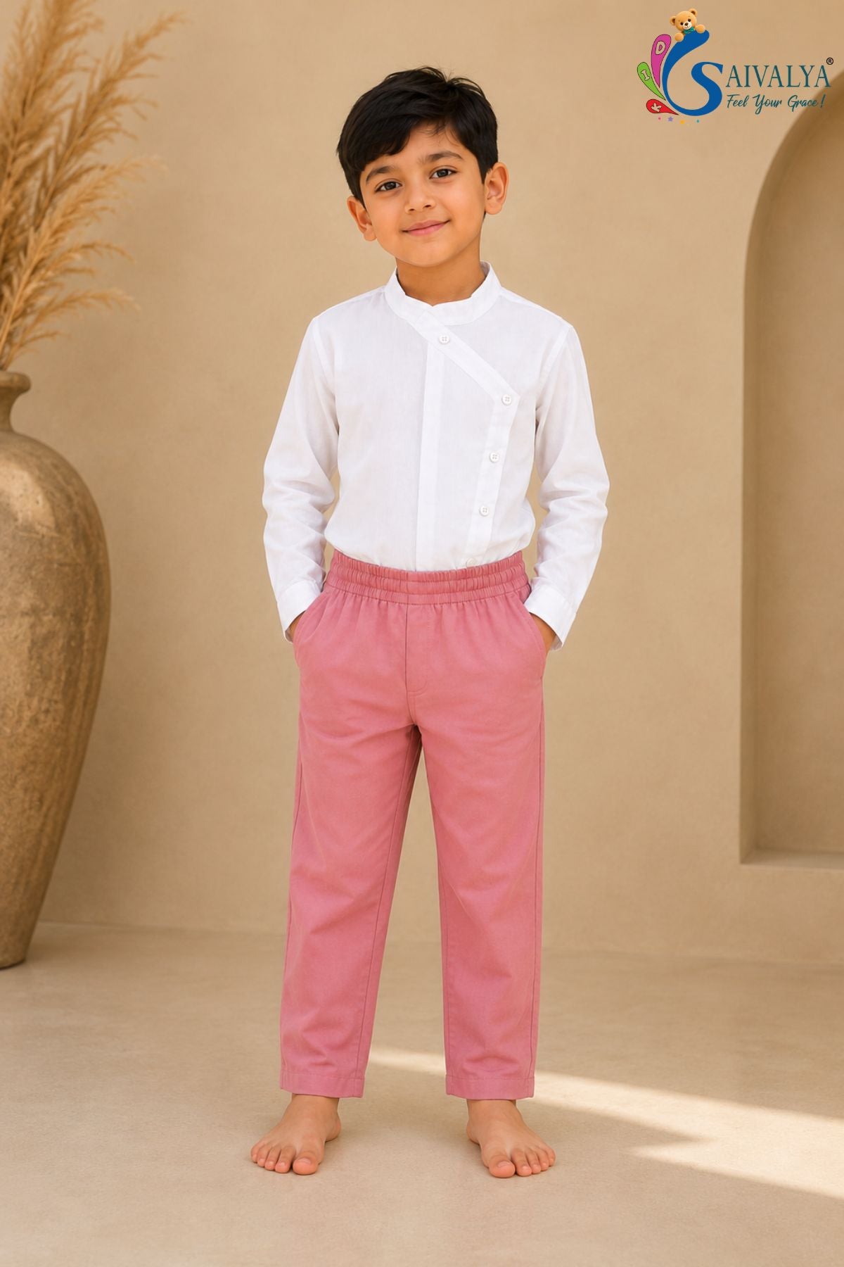 Dusty Pink Waistcoat 3Piece Set for Boys