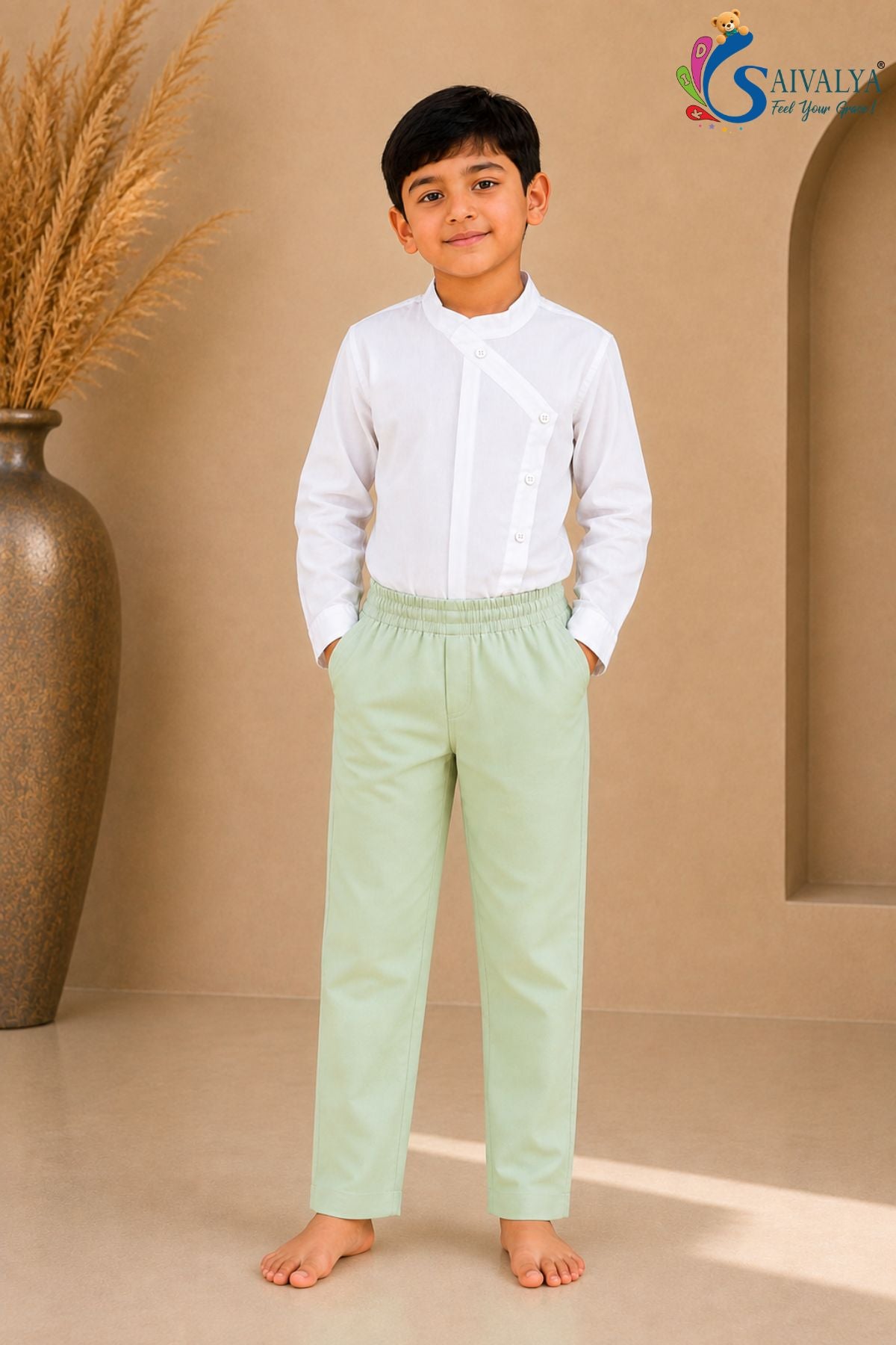 Pista Green Waistcoat 3Piece Set for Boys