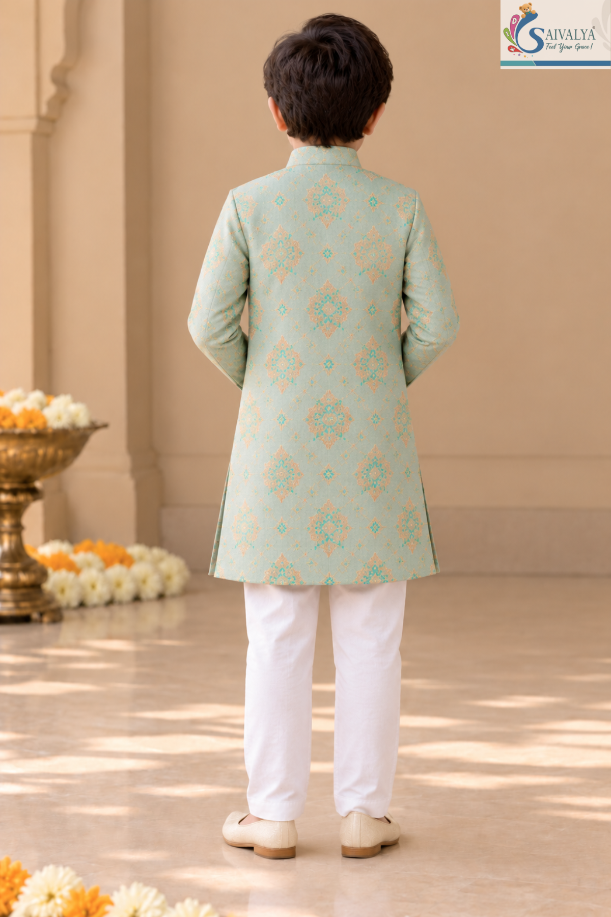 Aqua Royale Brocade Sherwani Set