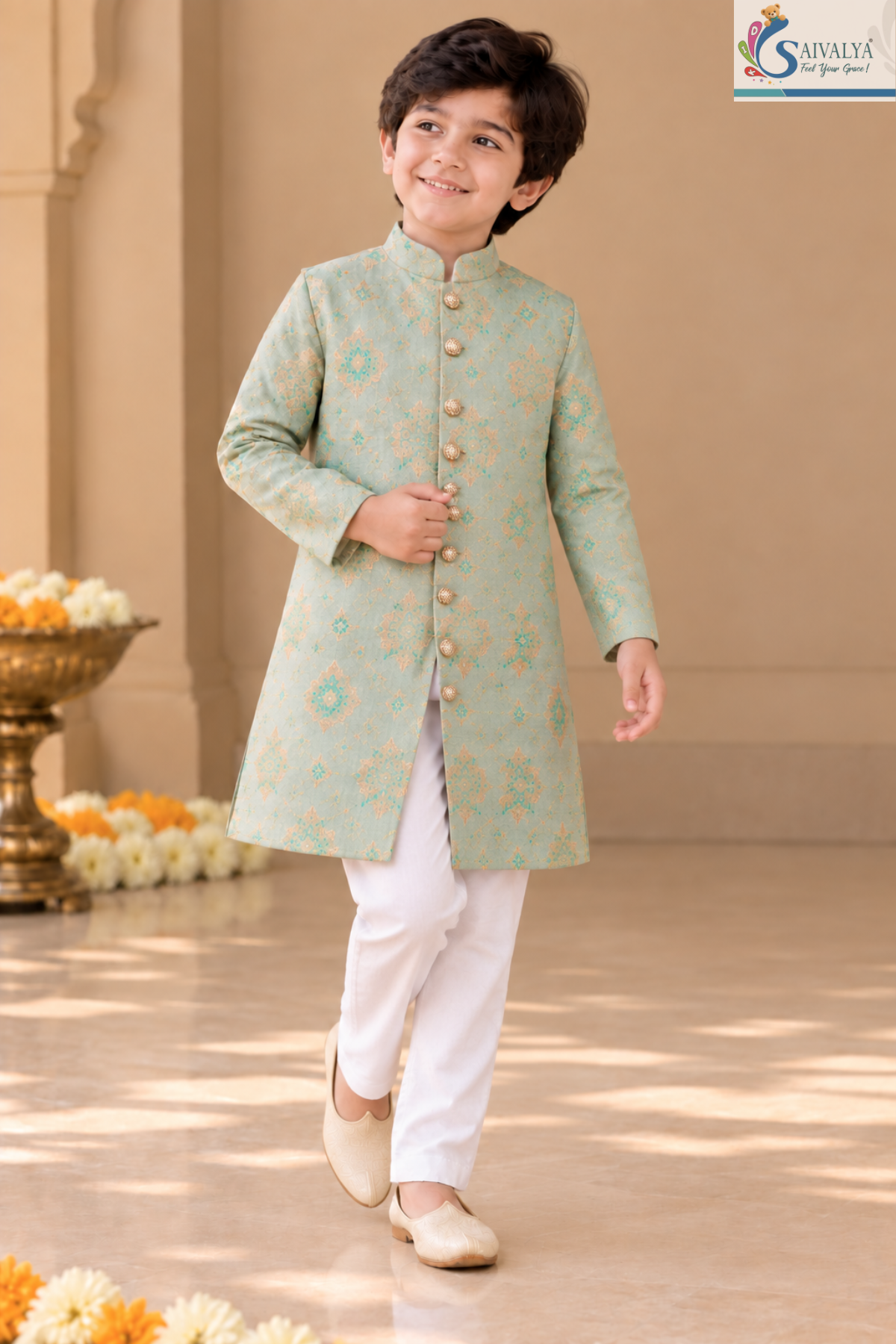 Aqua Royale Brocade Sherwani Set