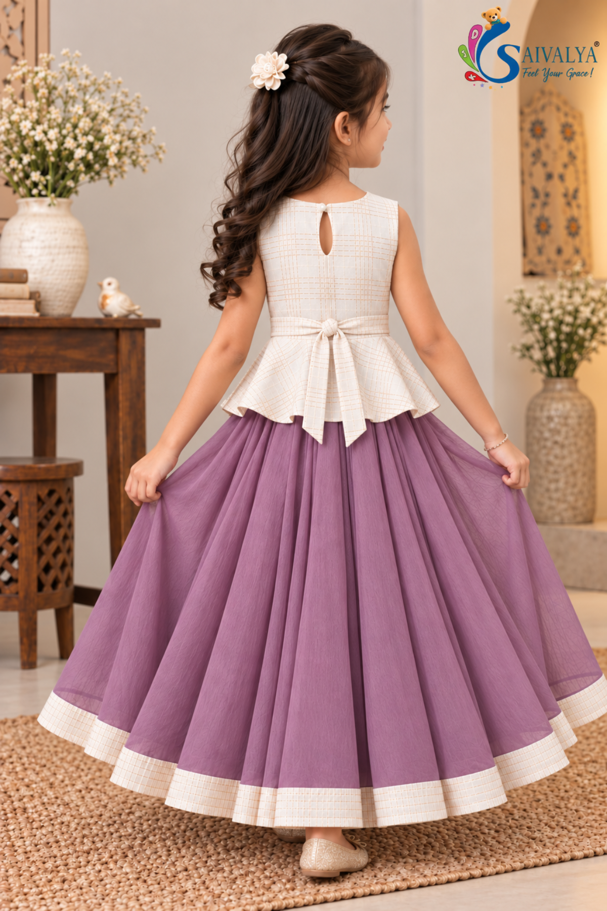 Dusty Mauve Zari Peplum Chanderi Lehenga Set