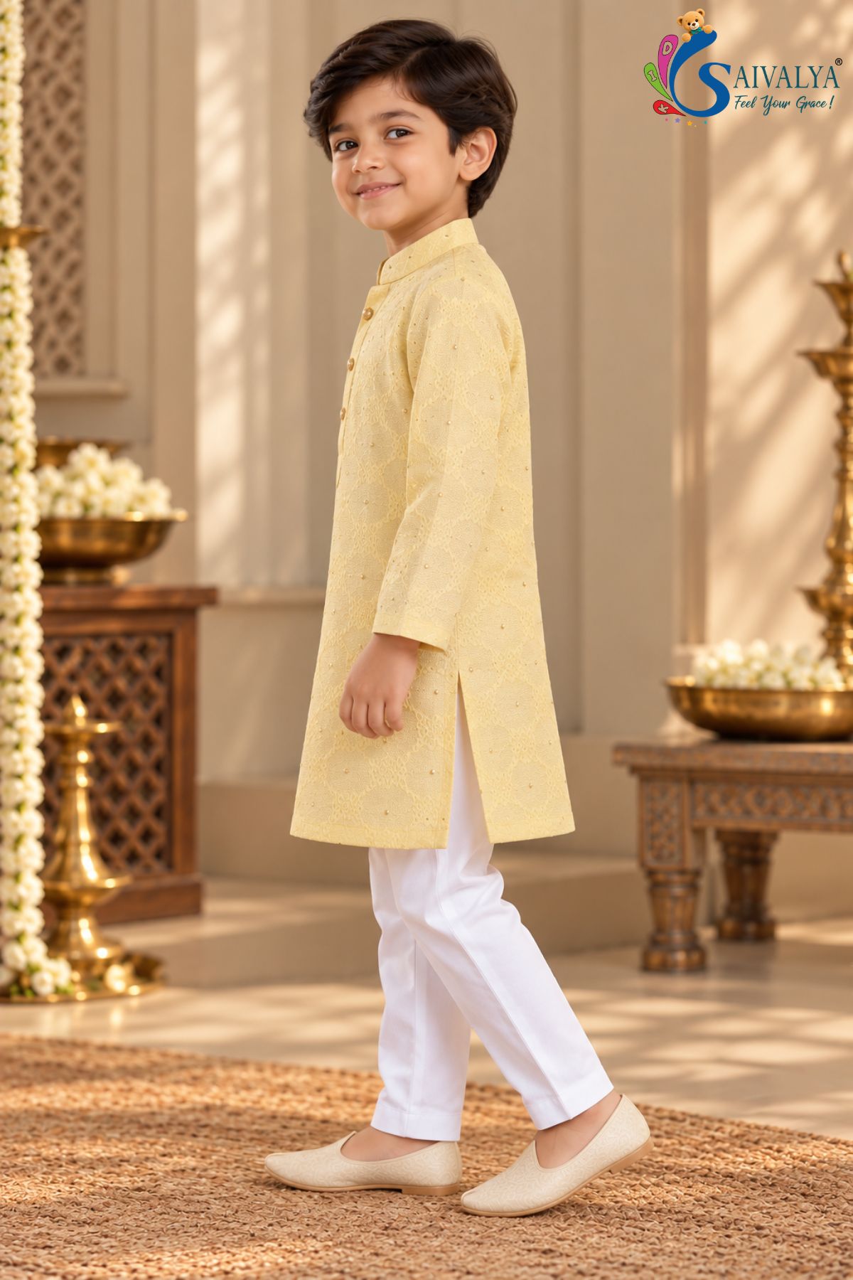 Traditional Festive Kurta Set - Yellow