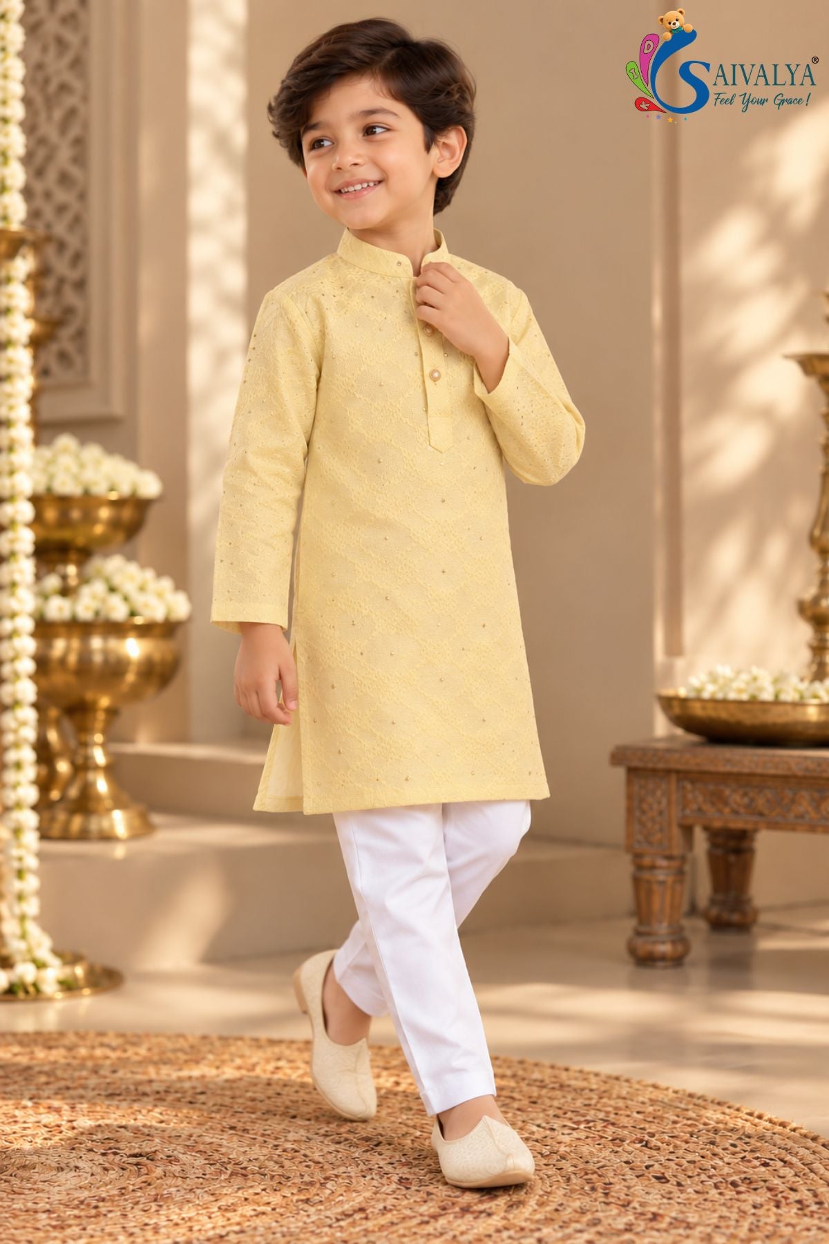 Traditional Festive Kurta Set - Yellow