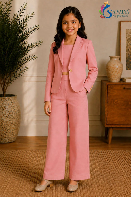 Girls’ Pink Blazer & Trouser Set