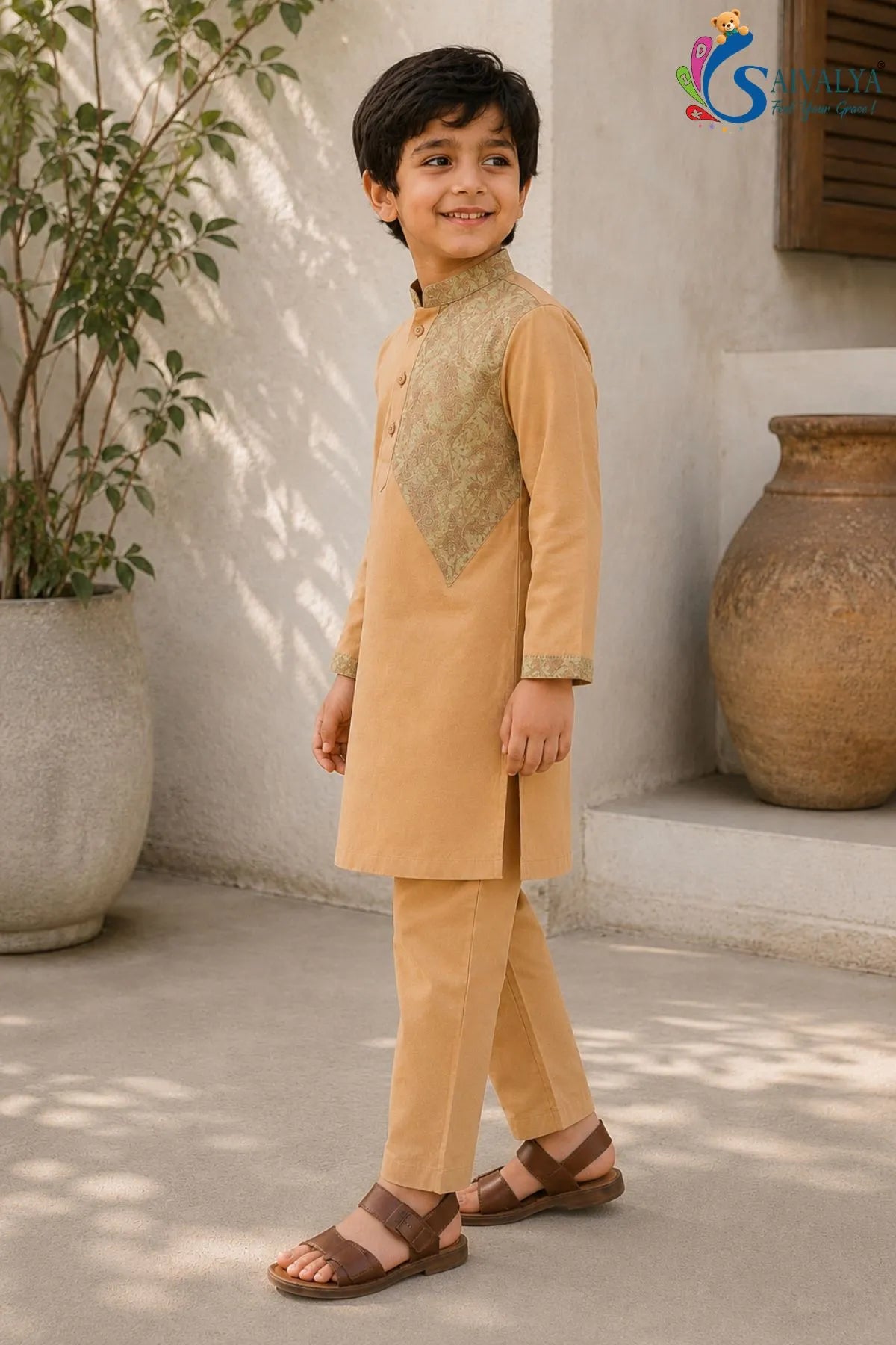 Mustard Printed Kurta Pajama Set