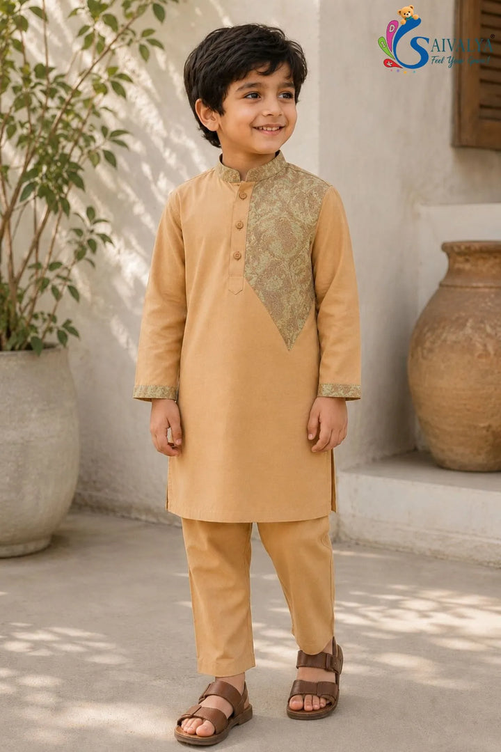 Mustard Printed Kurta Pajama Set