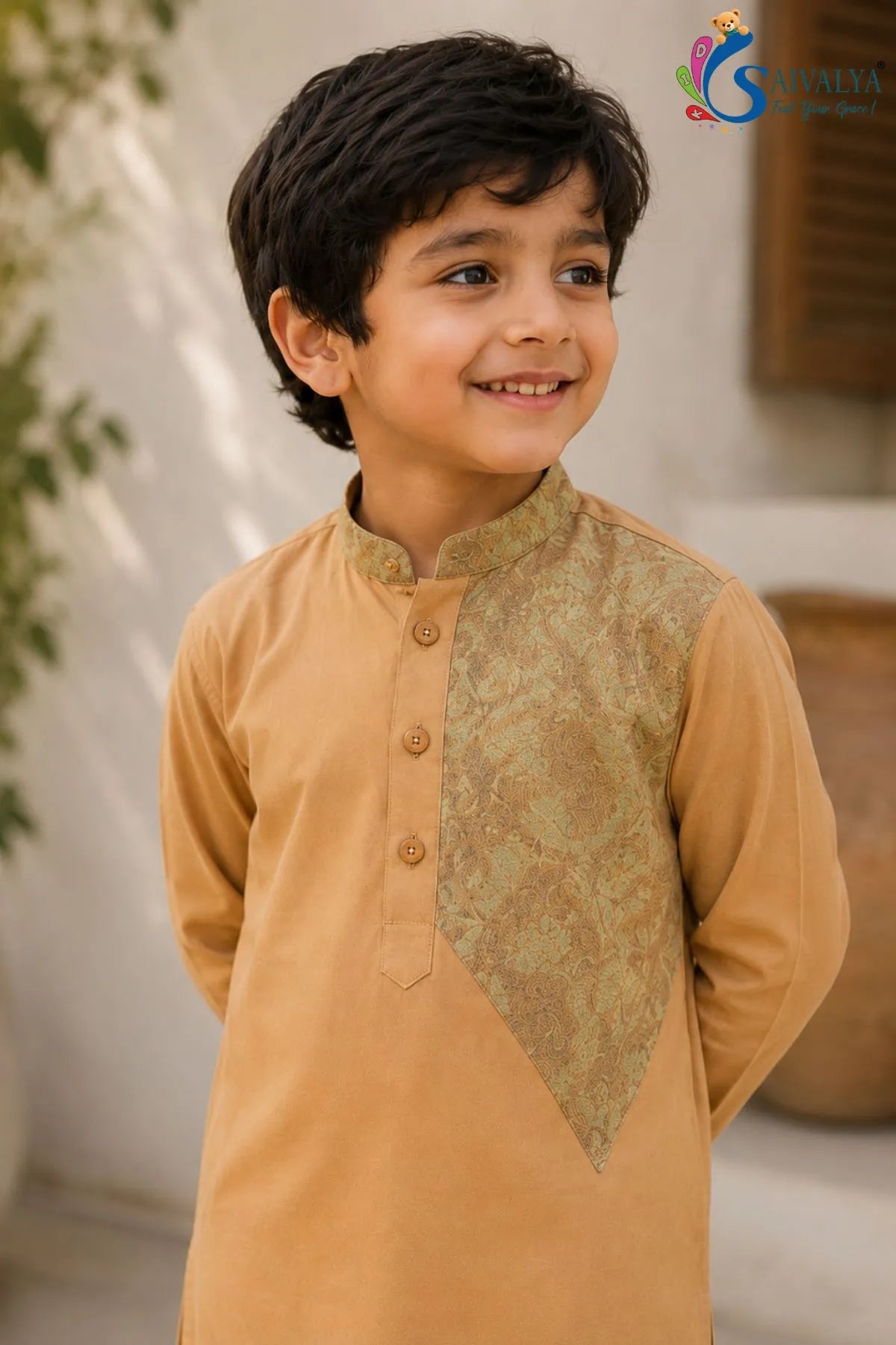Mustard Printed Kurta Pajama Set