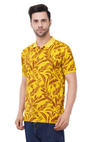 Leaves on Mustard Polo T-Shirt