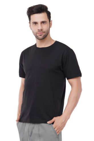 Unisex Plain Black Aesthetic Round Neck T-Shirt