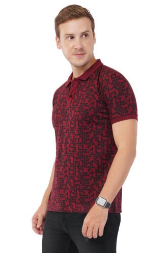 Abstract Maroon Polo T-shirt