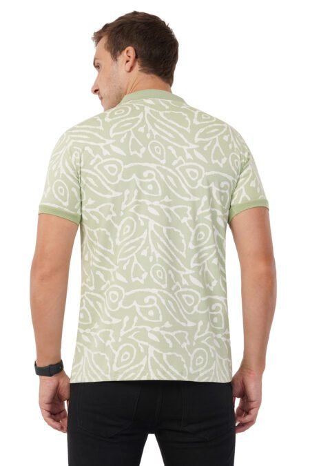 Abstract Pistachio Green Polo T-shirt - Image 5