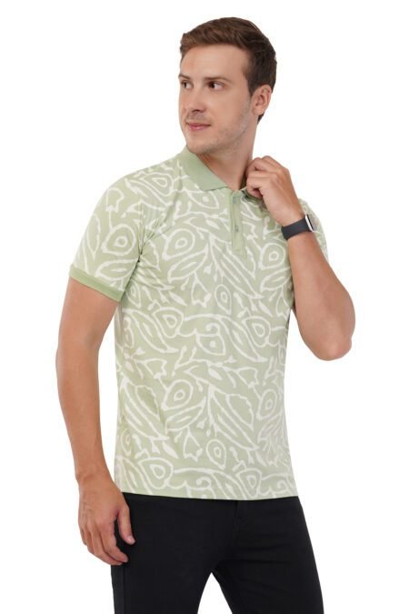 Abstract Pistachio Green Polo T-shirt