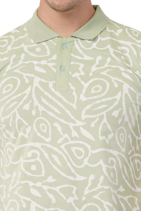 Abstract Pistachio Green Polo T-shirt - Image 3