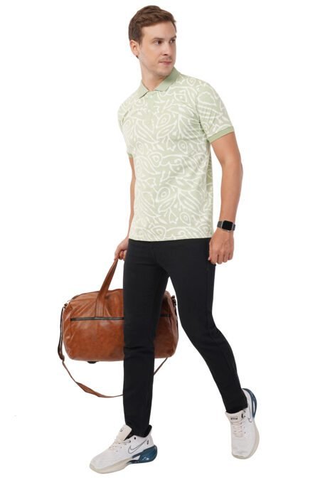 Abstract Pistachio Green Polo T-shirt - Image 6