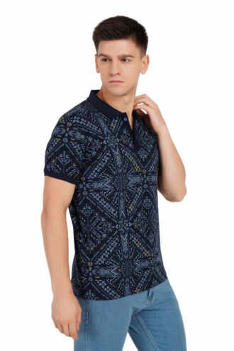 Abstract Navy Blue Polo T-shirt