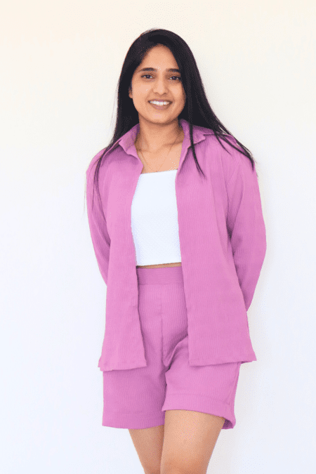 Designer Co Ord Set Crushed Fabric - Pink