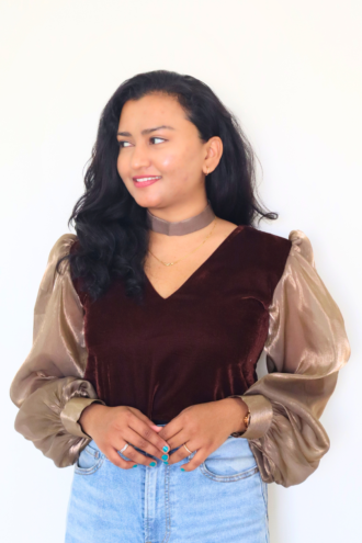 Mocha Luxe Crop Blouse
