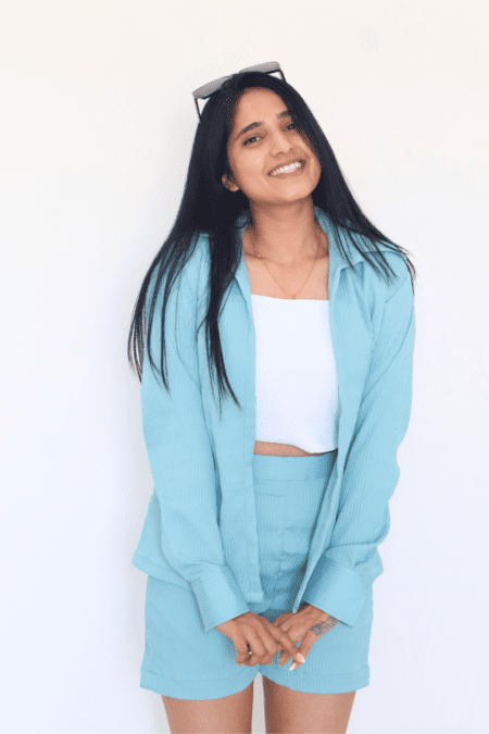 Designer Co Ord Set Crushed Fabric - Aqua Blue - Image 5