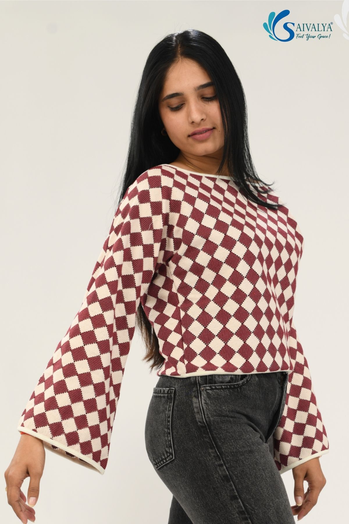 Shatranj Maroon Bell Top - Image 2