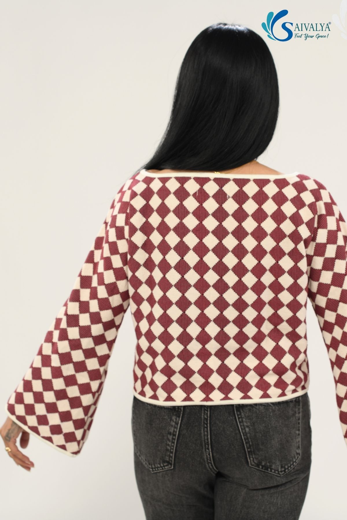 Shatranj Maroon Bell Top - Image 3